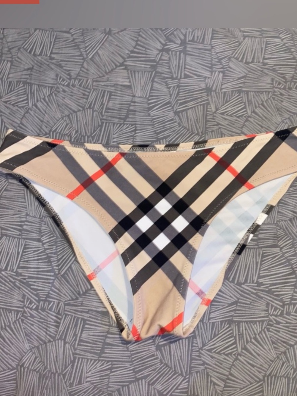 aerie Plaid Bikini Bottoms in Beige, Black and Red